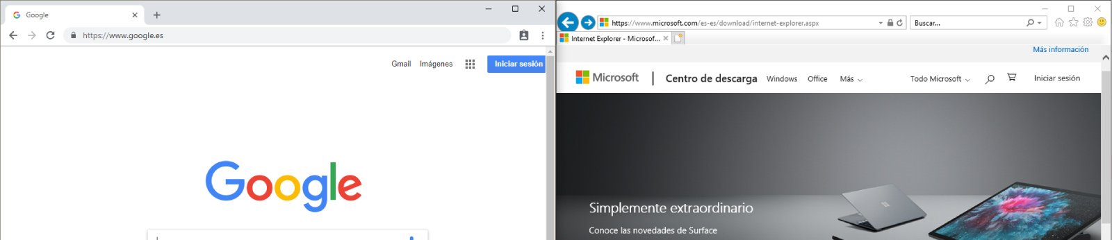 Imagen de Google Chrome vs Internet Explorer
